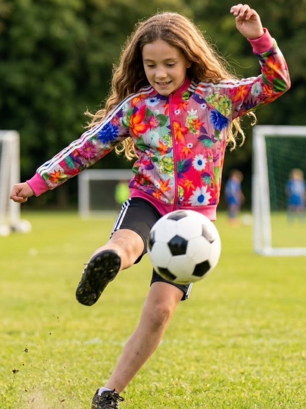 Adidas Floral Track Jacket Bright Flower Burst Bomber 3 stripes Girls
